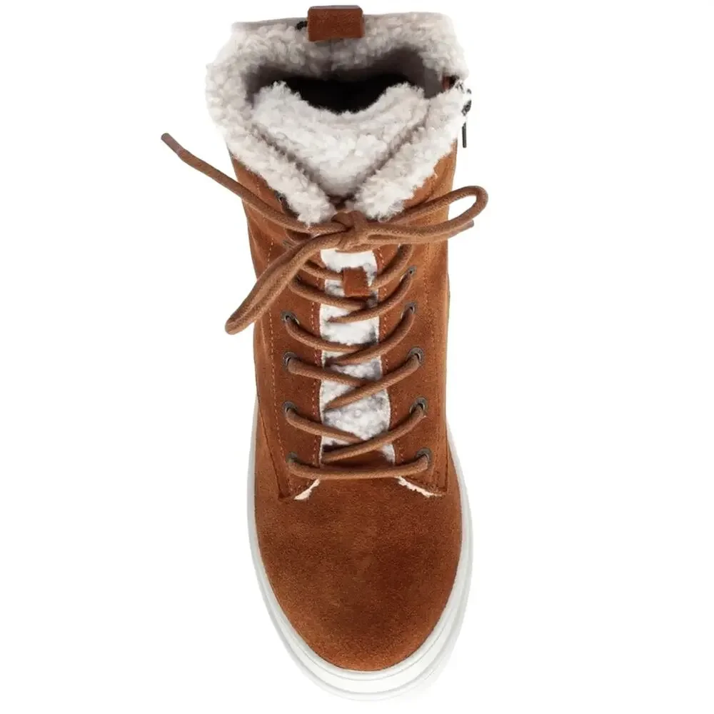 J/Slides NYC Torrie Brown Women Winter Boot Sz 8.5 Suede Faux Fur Waterproof New